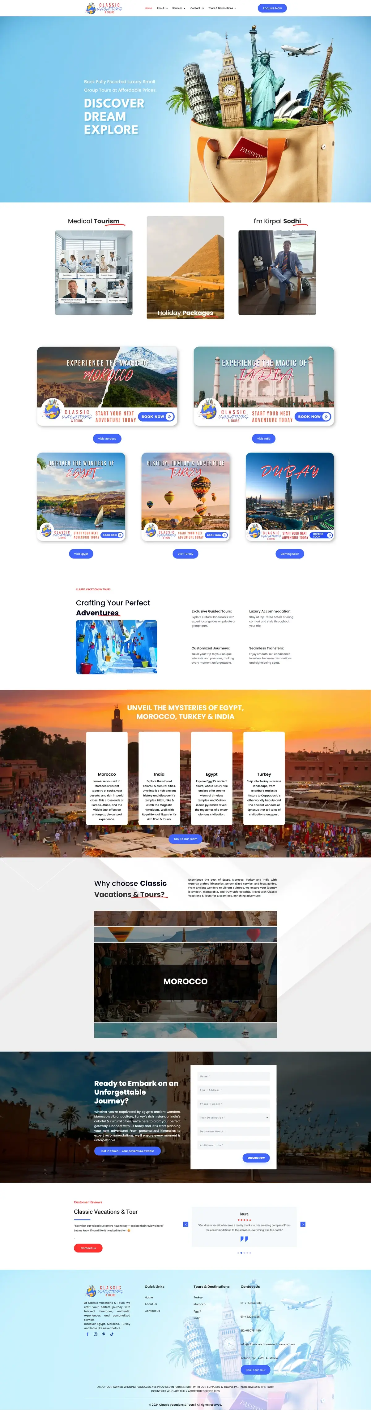Classic Vacations & Tours website design preview