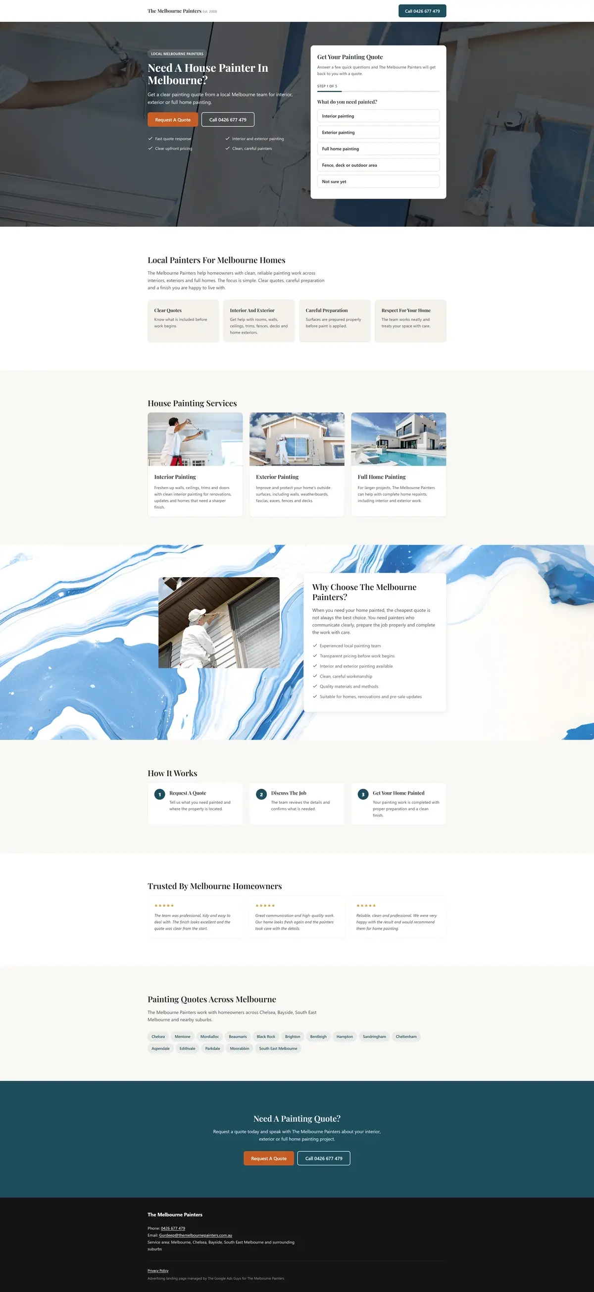 The Melbourne Painters website design preview