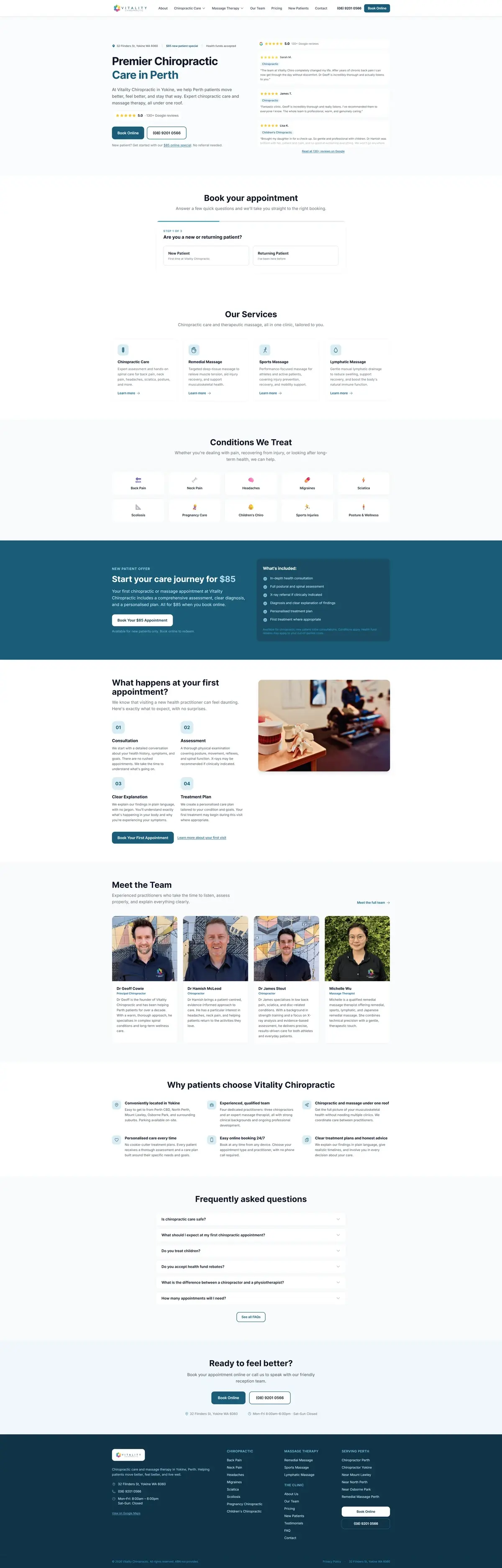 Vitality Chiropractic website design preview