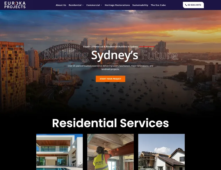 Euroka Projects website design