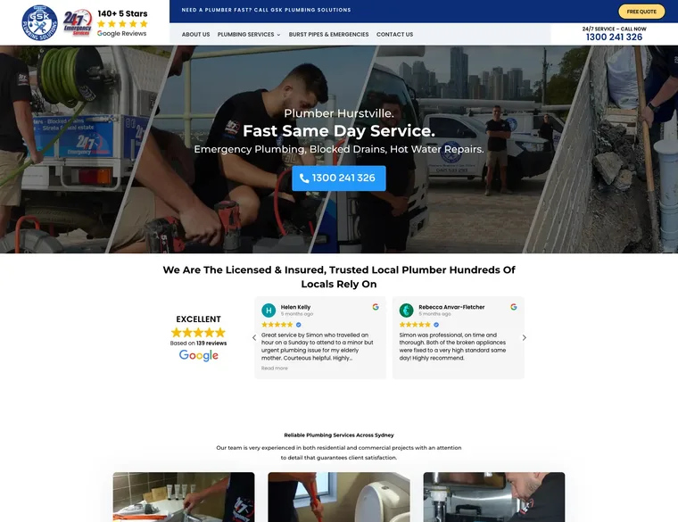 GSK Plumbing Solutions website design