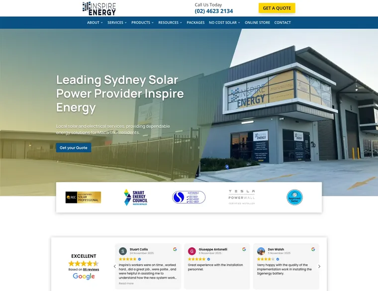 Inspire Energy website design