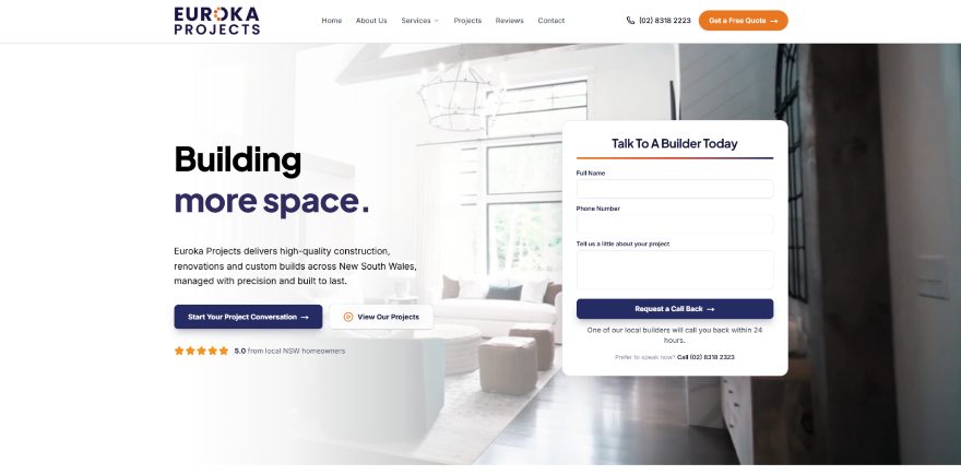 Website we built for Euroka Projects