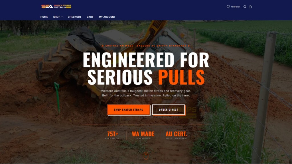 Website we built for Snatch Straps Australia
